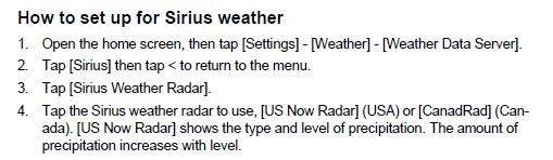 Sirius Weather Setup.JPG